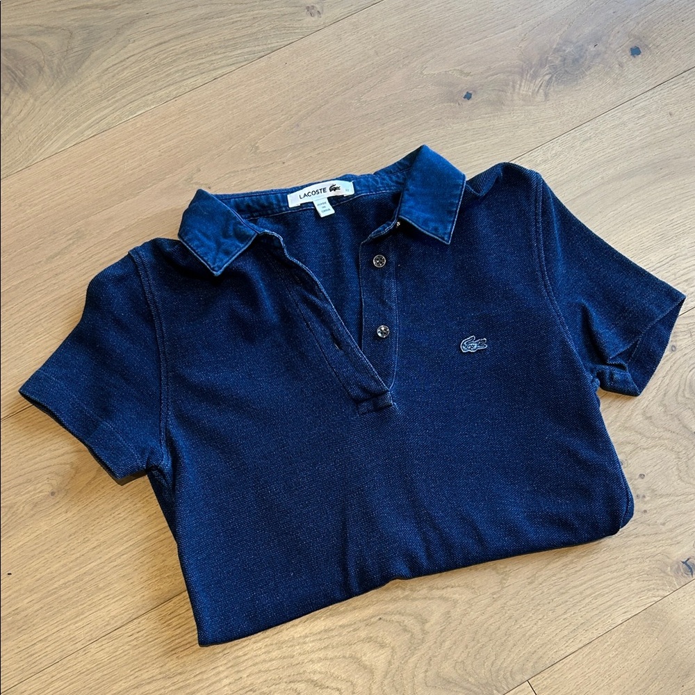 Lacoste Ladies Navy Pique Short Sleeve Polo